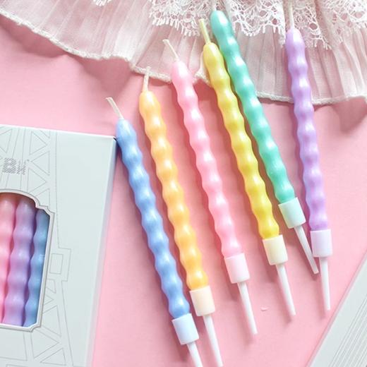 巴黎波浪流光蜡烛 6支装 彩色粗蜡烛 高档生日蛋糕蜡烛 商品图1