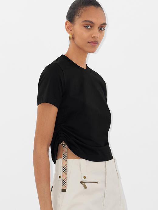 现货 THS-限时 B家 佳节设计棉质ㄒ恤 下摆褶饰织带 2色 BH2579 商品图1