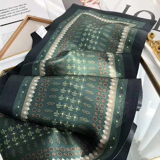 【敦煌长条丝巾】夏季小领巾气质百搭 新款油墨画平角小丝巾 时尚锁骨装饰保暖小领巾发带绑包 商品图7