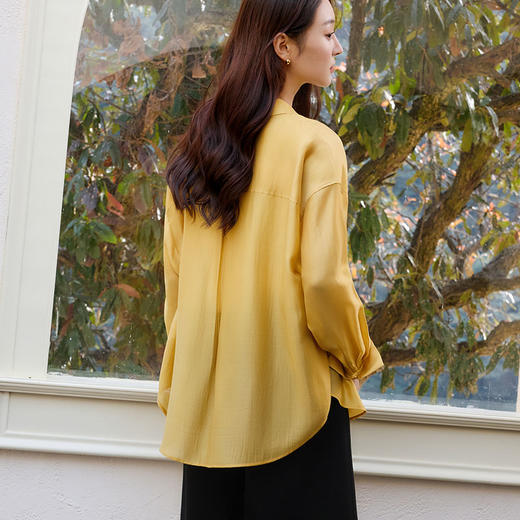 玳莎宽松天丝衬衫女士2025年夏季新款纯色轻薄休闲慵懒风落肩上衣  FB31301 商品图2