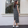 玳莎黑白条纹圆领无袖连衣裙2025新款夏季百搭直筒弹力针织背心裙  FB35001 商品缩略图2