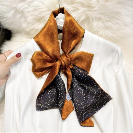【敦煌长条丝巾】夏季小领巾气质百搭 新款油墨画平角小丝巾 时尚锁骨装饰保暖小领巾发带绑包 商品图1