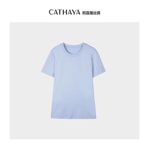 凯喜雅 女款高光真丝丝光棉圆领短袖T恤 商品图0