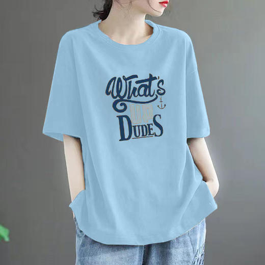 百媚生 100%纯棉短袖宽松T恤女 商品图6