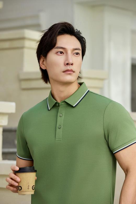 莫代尔桑蚕丝珠地7A抗菌间色翻领POLO衫 商品图0