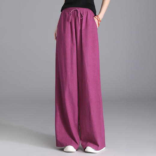 百媚生 苎麻棉垂感宽松阔腿裤TDA-7 商品图6
