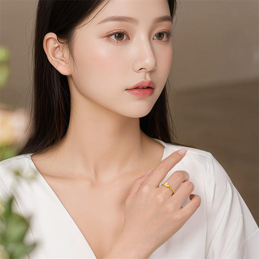 【新品首发】时光金致 黄金戒指 足金钻石戒指女士礼物MEMORA诗普琳LR448004 商品图4