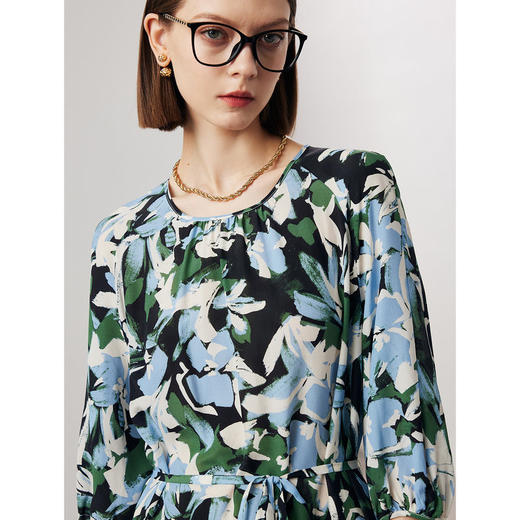 短袖真丝连衣裙女2025春夏新款印花单层双绉100%桑蚕丝长裙 商品图2