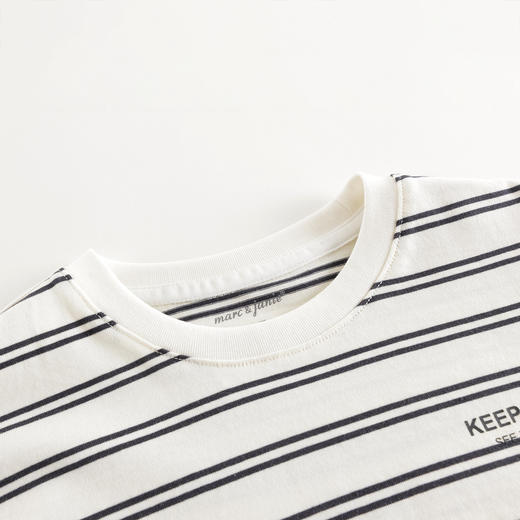 马克珍妮男童休闲夏日条纹短袖T恤 儿童上衣2025年夏装新款550627 商品图3