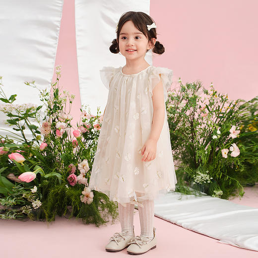 笛莎Deesha 童装女童连衣裙2025夏新款女童趣味变色蝴蝶纱裙 商品图2