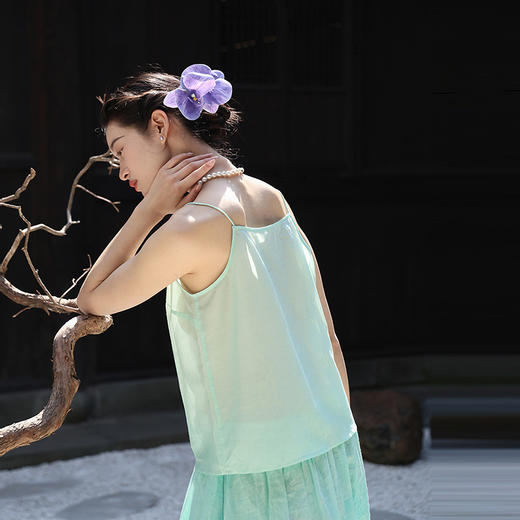 绽放292朵/【宋瓷系列】夏季新款桑蚕丝棉背心文艺打底叠穿吊带 商品图3