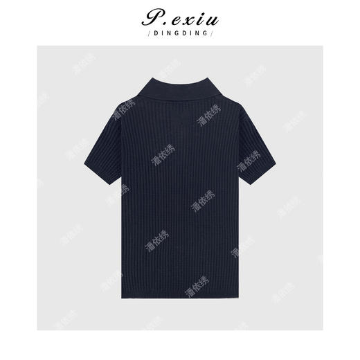 100%绵羊毛Polo领设计针织短袖上衣ZZ0751 商品图2