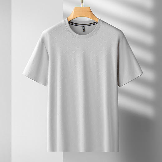 【冰丝无痕】【DDS】大依优型大码男装提花短袖T恤透气加肥加大大号半袖上衣男士胖子 商品图1