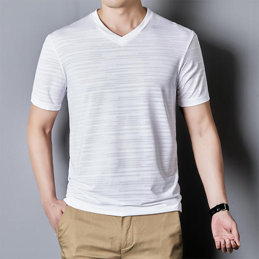 【速干】【DH】大依优型大码V领短袖T恤加肥加大宽松休闲胖子打底半袖男士上衣 商品图1