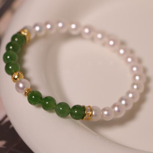 + Pearl 碧玉珍珠手串 ⌊一抹碧玉⌉ 手串 商品图2