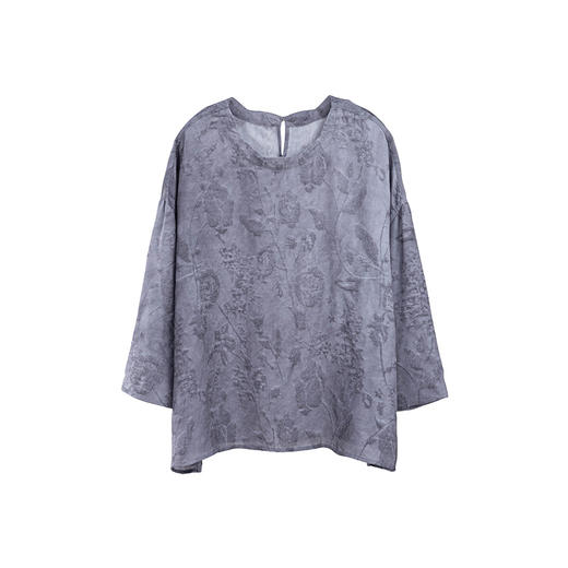 绽放184朵/【宋瓷系列】桑蚕丝柞蚕丝文艺香云纱提花设计感小衫 商品图4