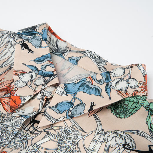 谜底100%棉印花衬衫分袖女2025夏季新款度假风花色衬衣256MC6283 商品图3