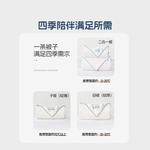 水星家纺全棉提花抗菌抑菌蚕丝二合一被柔软亲肤冬被子母被严选 商品图1