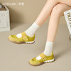 西遇运动芭蕾鞋女新款春夏魔术贴复古休闲鞋厚底黄色玛丽珍鞋V0156573 商品缩略图1