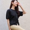 玳莎扭结设计感连肩中袖T恤女2025年夏季新款下摆开衩圆领上衣  FB32201 商品缩略图1
