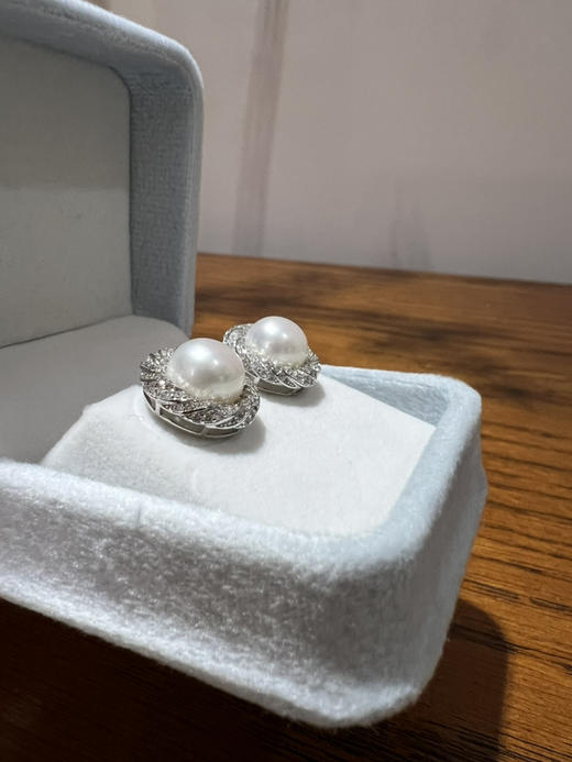 47-4 母亲节特惠 10-11mm 极光无瑕馒头珠 唯爱 重工珍珠耳钉 商品图4