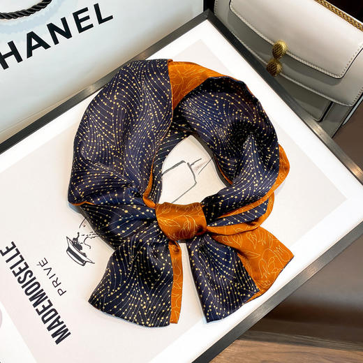 【敦煌长条丝巾】夏季小领巾气质百搭 新款油墨画平角小丝巾 时尚锁骨装饰保暖小领巾发带绑包 商品图2