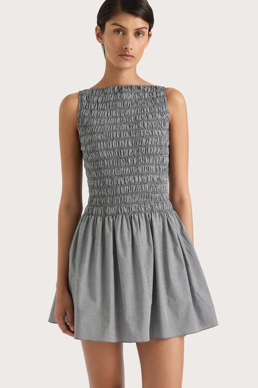 Faithfull The Brand - Noa Mini Dress - Gingham - Black - 女装 - 连身裙 - 黑色格子 商品图4