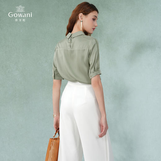 【两色可选】乔万尼新款衬衣领真丝小衫上衣EI2C876 商品图6