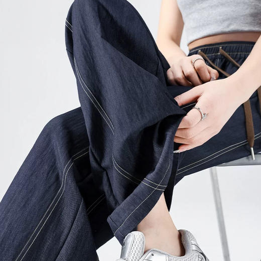 馥迦春夏仿牛仔假门襟阔腿裤 商品图3