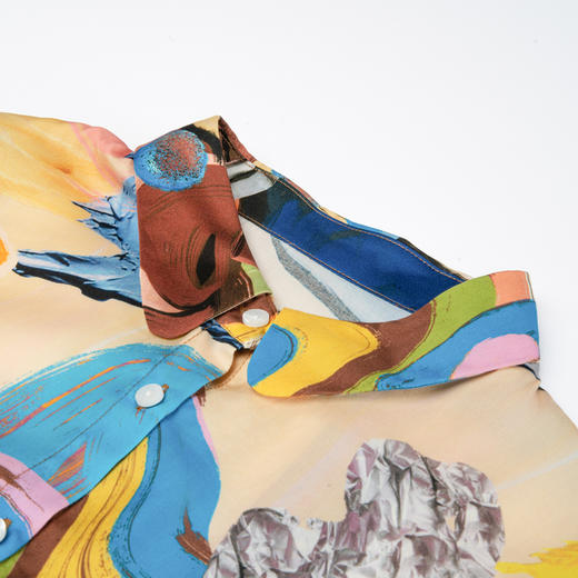 谜底天丝衬衫七分袖女2025夏新款抽象亲肤柔软合体衬衣256MC6285 商品图3