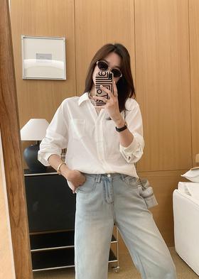 缪斯衬衫法式重工蕾丝花边拼接V领长袖衬衫