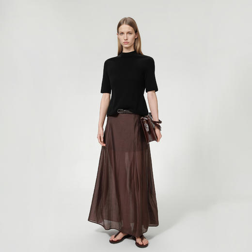 ROMI STUDIO“法式优雅”天丝复古高腰修身茧型鱼尾乌木色半裙Q4010 商品图3