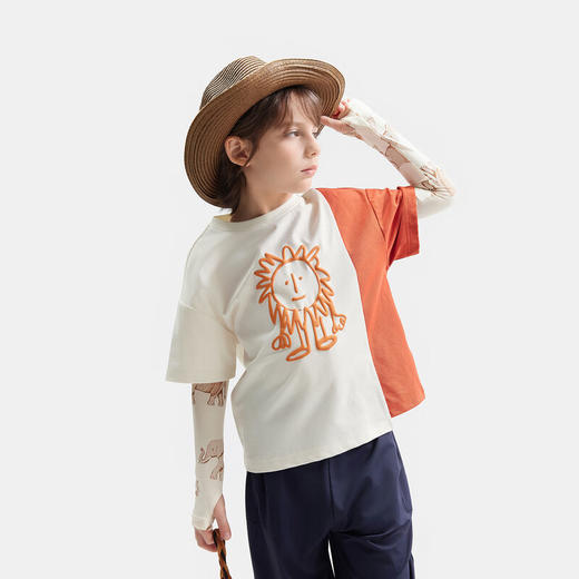 【4】【MQD】【吸湿速干】童装男童撞色T恤短袖夏装新款儿童水印体恤 商品图0