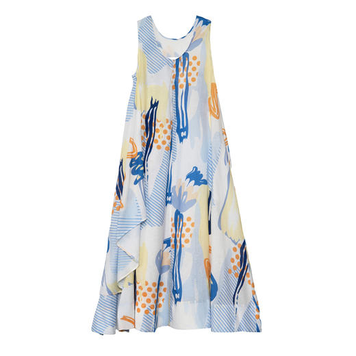 谜底花色连衣裙无袖2025夏季新款度假风圆领大摆型长裙256ML6223 商品图4