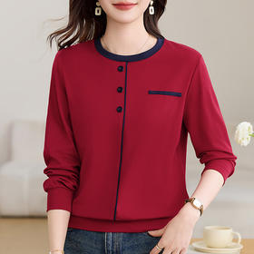 百媚生 棉质正肩长袖圆领T恤S82510040