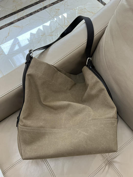 1019-1 清冷高级 jennie严选 辣妹25新帆布包 树膏牛皮 水洗盐洗帆布水桶包 单肩斜挎包 商品图12