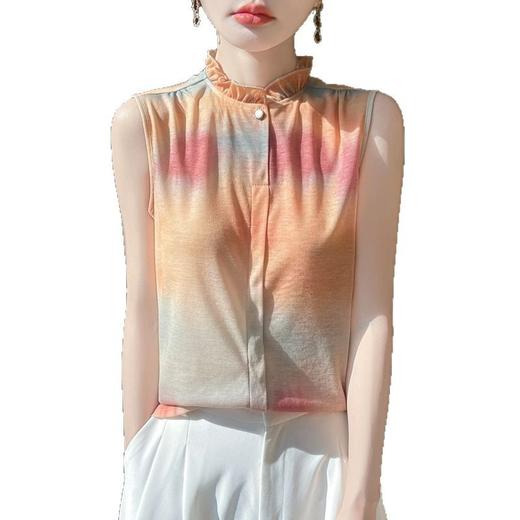 丁摩 木耳边领花边无袖针织上衣M13 商品图4