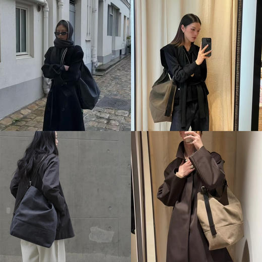 1019-1 清冷高级 jennie严选 辣妹25新帆布包 树膏牛皮 水洗盐洗帆布水桶包 单肩斜挎包 商品图0