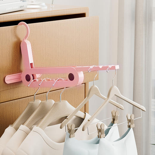 【可折叠多孔晾衣架杆】宿舍学生窗台衣服晾晒器 旅游出差多功能收纳架 国庆出行好物 商品图2