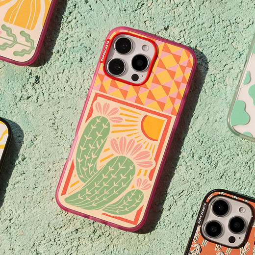 【绿洲物语】沙漠时刻 POPCASE手机壳 MagSafe Popcase磁吸款 红色 植物花卉 菱格 iPhone16/15/14 商品图1