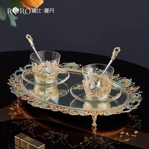 【样品特惠3折，仅1件，无货退款】罗比罗丹古典花纹托盘珐琅彩工艺茶几摆件别墅设计师软装饰品G罗比罗丹古典花纹托盘 商品图3