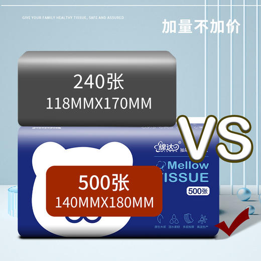 【新疆西藏包邮】16大包木浆抽纸500张大号家用整箱餐巾纸批发卫生纸抽 商品图2