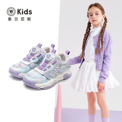 泰兰尼斯kids春夏新款透气网面运动鞋舒适轻弹女童舒适校园跑步鞋 T01D5A6947 商品图1