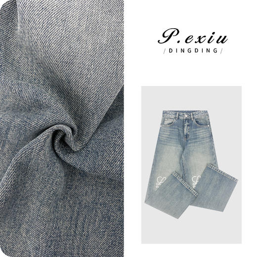 04-3潘依绣丁丁宠粉100%棉Logo贴袋拉链牛仔裤 S8121 商品图0