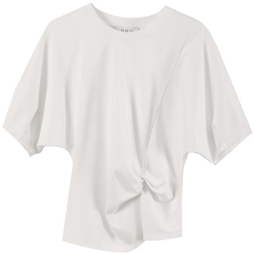 玳莎扭结设计感连肩中袖T恤女2025年夏季新款下摆开衩圆领上衣  FB32201 商品图4