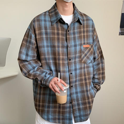 【特大码】【新款DH】大依优型大码短袖衬衫时尚翻领格子雷萨加肥加大休闲胖子宽松上衣男装潮流 商品图1