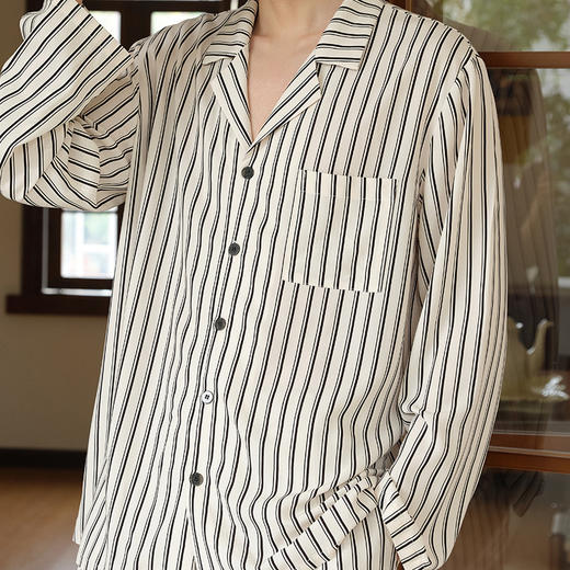极简风男士条纹长袖套装（情侣款） 商品图4