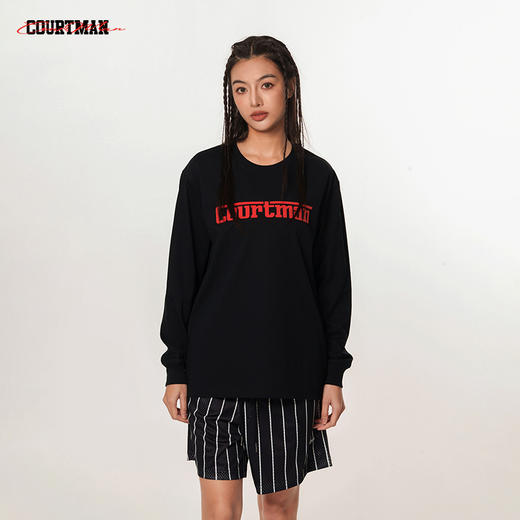 COURTMAN野球帝 运动长袖美式圆领T恤打底衫篮球训练服投篮服男女 商品图1