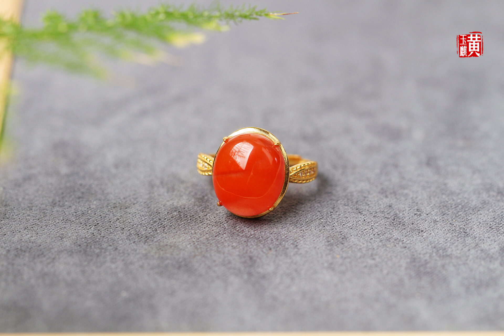 南红戒指【瑜璟】，925银镶