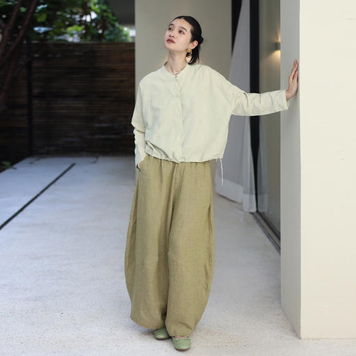 绽放191朵/【宋瓷系列】汉麻棉提花设计感衬衫陶瓷扣点缀开襟小衫 商品图2